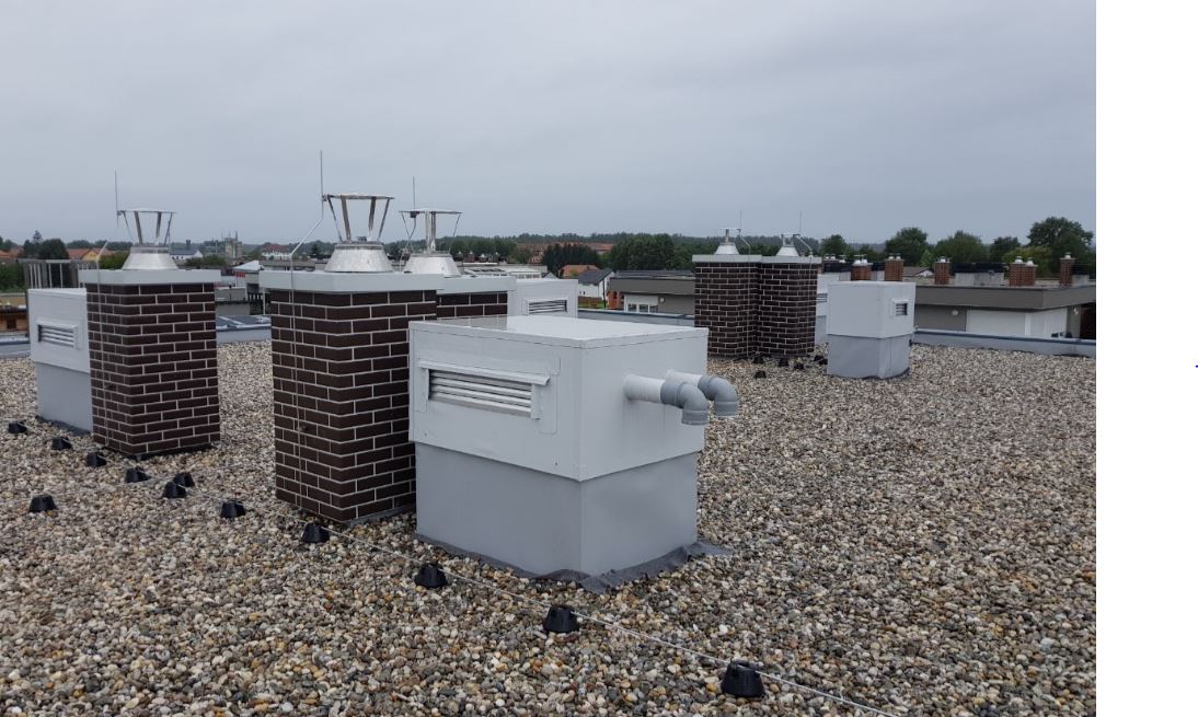 Obložni elementi za plinske dimnike v stanovanjskem naselju Rače