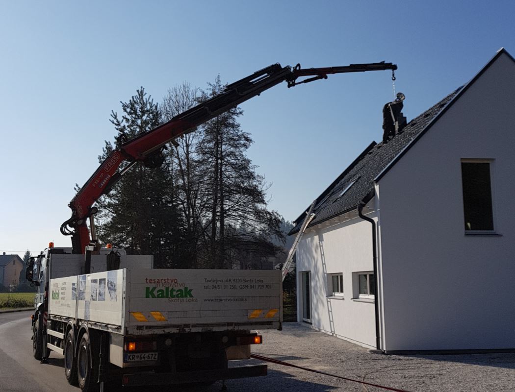 Obložni elementi za plinske dimnike v stanovanjskem naselju Rače